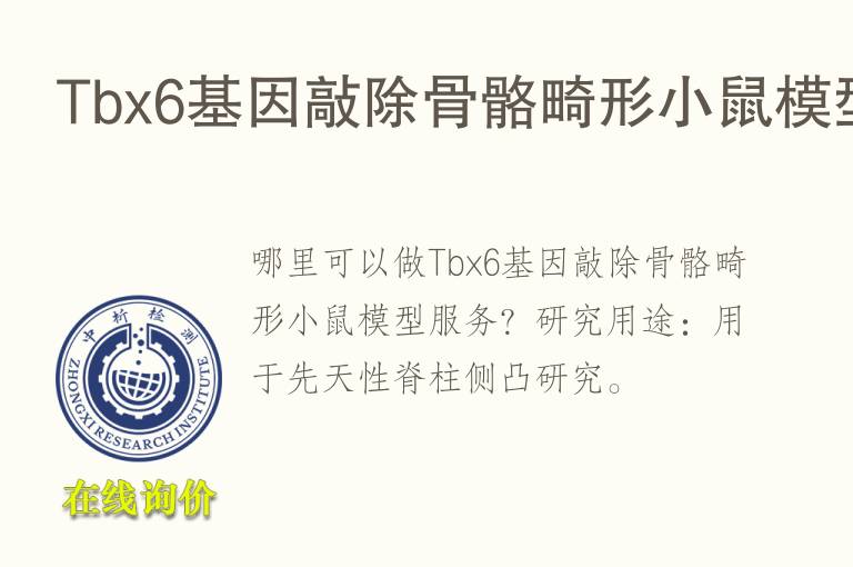Tbx6基因敲除<font color='red'>骨</font>骼畸形小鼠模型