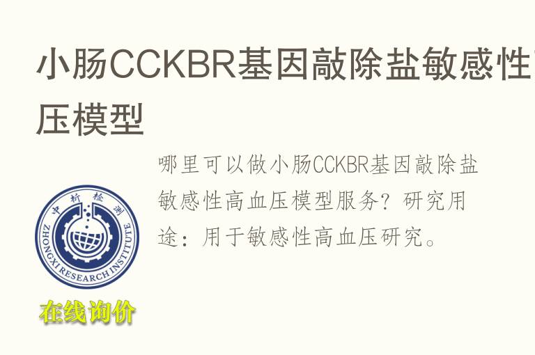 小肠CCKBR<font color='red'>基因</font>敲除盐敏感性高血压模型