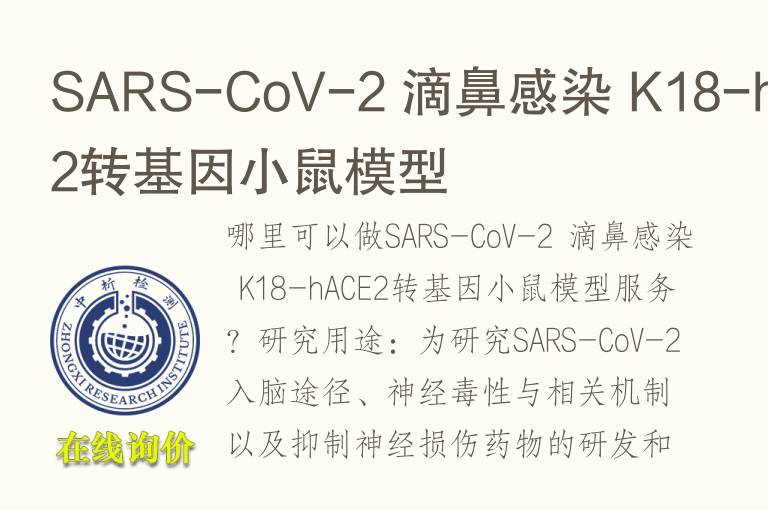 SARS-CoV-2 滴鼻感染 K18-hACE2转<font color='red'>基因</font>小鼠模型