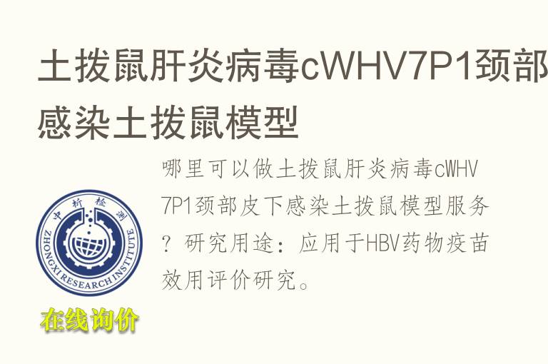 土拨鼠肝炎病毒cWHV7P1颈部皮下感染土拨鼠<font color='red'>模型</font>