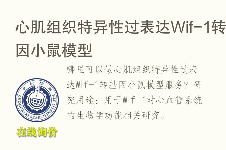 心肌组织特异性过表达Wif-1转基因小鼠<font color='red'>模型</font>