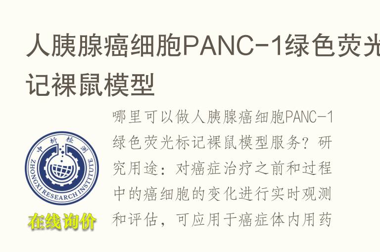 人胰腺癌细胞PANC-1绿色荧光标记裸鼠<font color='red'>模型</font>