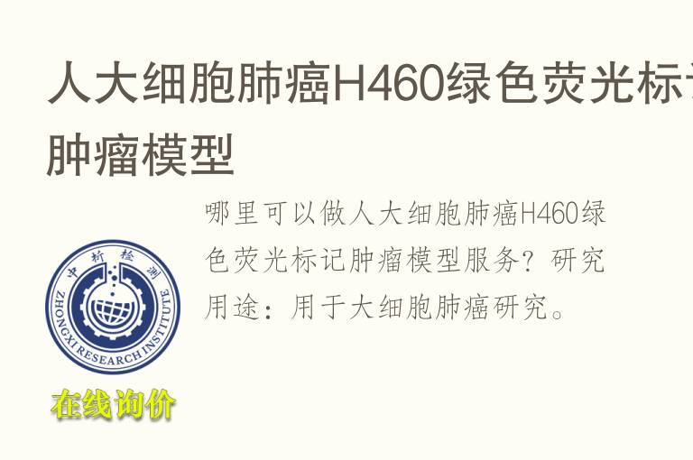 人大细胞肺癌H460绿<font color='red'>色</font>荧光标记肿瘤模型