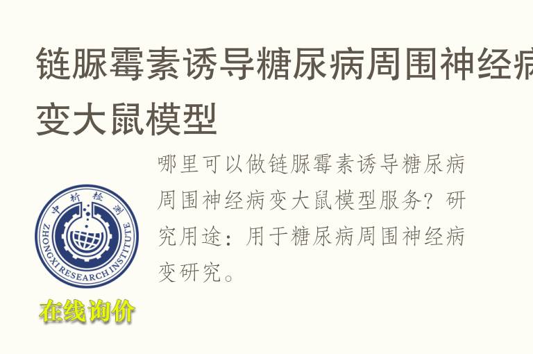 链脲霉素诱导糖尿病周围神经病变<font color='red'>大鼠</font>模型