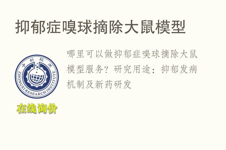 抑郁症嗅球摘除<font color='red'>大鼠</font>模型